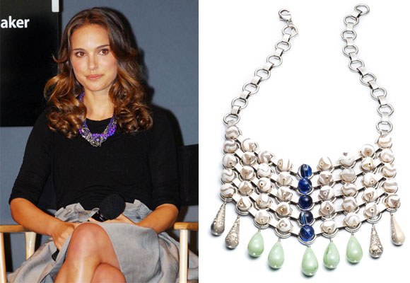 Natalie Portman wearing Dannijo jewelry and Necklace 'Snow'. Make clic to buy