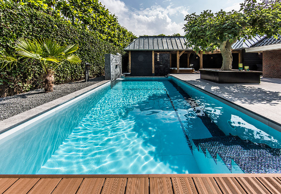 Dream Backyard Garden With Amazing Glass Swimming Pool