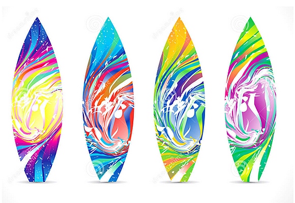Abstract colorful surf board template