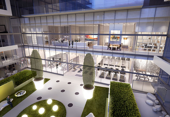 Rendering of rooftop amenity area at Art Shoppe Condos