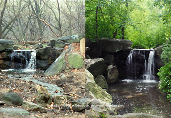 Central Park antes y después de la labor de Central Park Conservancy