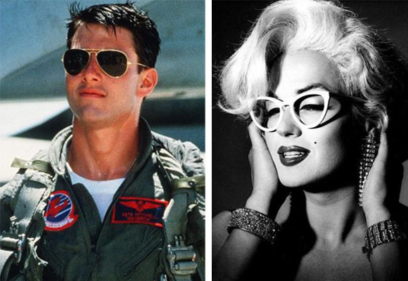 Tom Cruise con las 'Aviator' y Marilyn Monroe con un modelo
