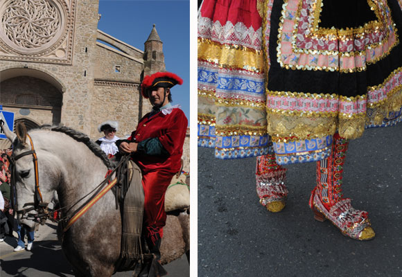 Hombre a caballo y detalle del traje en Las Mondas de Talavera de la Reina