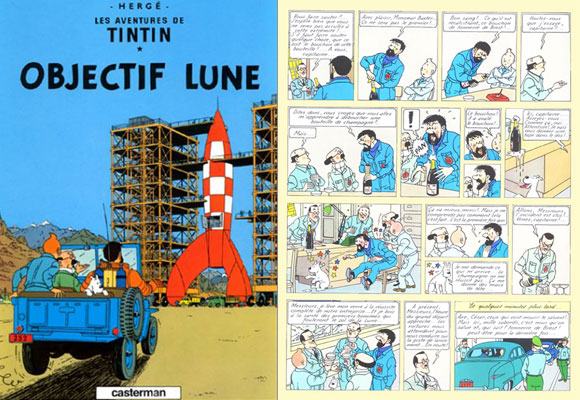 Página 55 del cómic de Tintín, Objectif Lune
