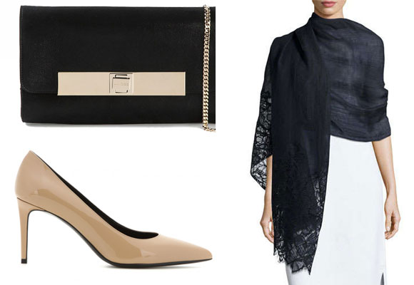 Accesories: clutch by Jimmy Choo, foulard by Valentino and shoes by 