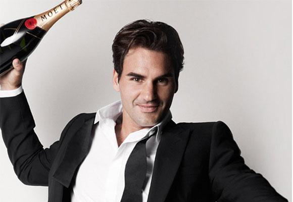 Roger Federer para Moët Chandon. Foto: Moët. Haz clic para comprar