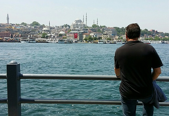 Josep Roca over the Bosphorous strait in Istanbul, Turkey
