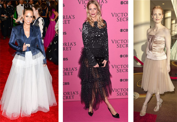 Alicia Keys, Poppy Delevigne y Jessica Chastain con faldas de tul