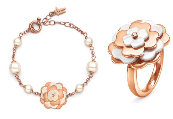 Santorini Flowers, pulsera y anillo