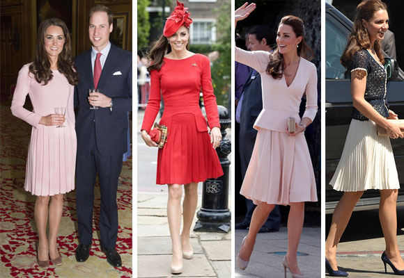 Kate Middleton luce faldas plisadas en numerosas ocasiones