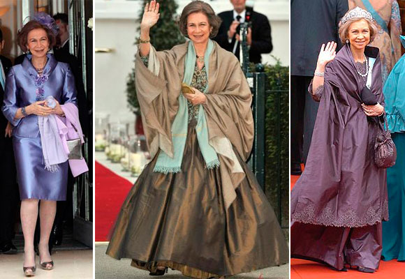 La reina Sofía con diferentes estilos de chal