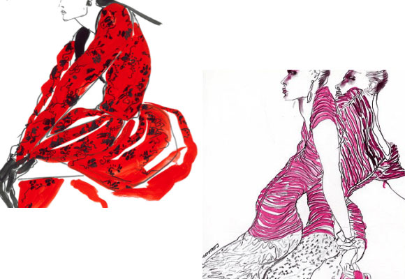 Tony Viramontes illustrations for Valentino Haute Couture. 