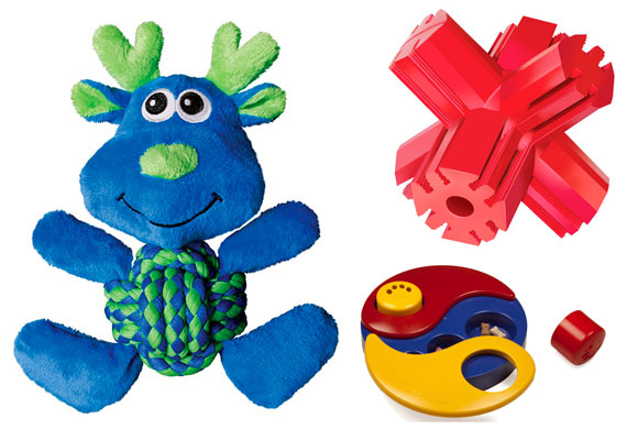 Ideal Chew toy for puppies and elderly dogs (left), clean and chew toy candy dispenser teeth and adult dogs (down) and Game for stimulate intelligence (right up)