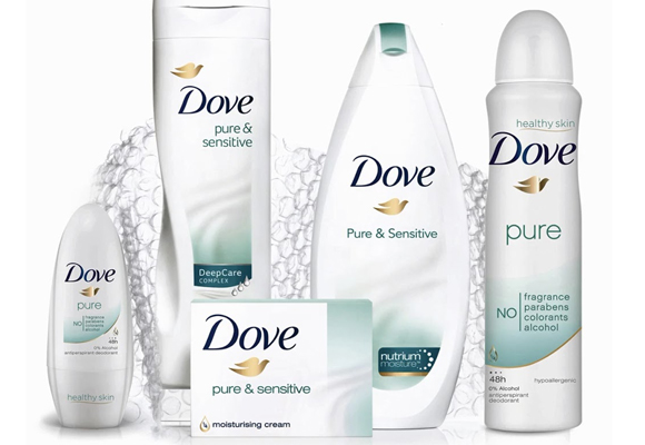 Una de las marcas más fuertes de Unilever es Dove. Aquí puedes ver sus productos