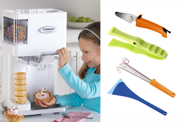 Máquina de helados Cusinart (izda) y utensilios de cocina para niños de 