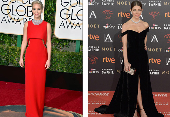 Jennifer Lawrence con un Dior de ensueño en los Golden Globes Vs. Juana Acosta con un traje fuera de temporada en los Goya
