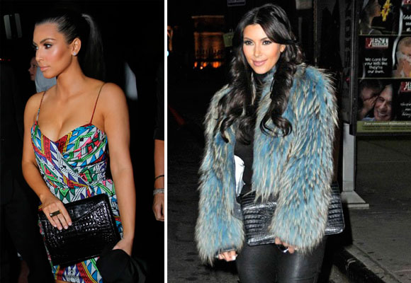 Kim Kardashian con dos bolsos Adriana Castro