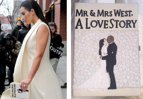 Kim Kardashian con un bolso inspirado en su boda hecho por Olympia Le Tan