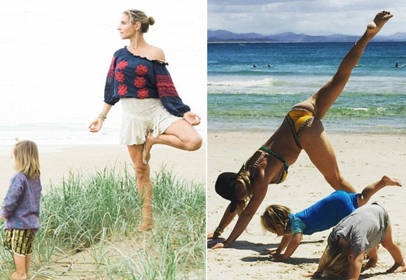 Elsa Pataky adora practicar ejercicio en la playa con sus hijos