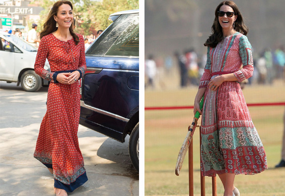 Kate apostó por vestidos estampados de estilo indio y low cost