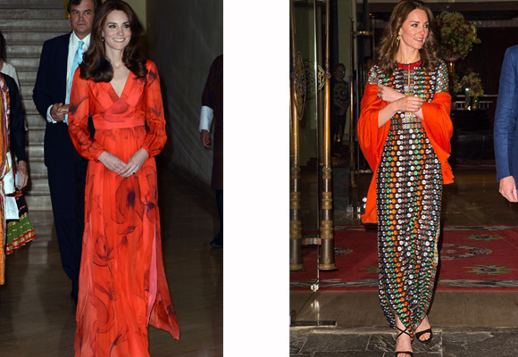 El color naranja triunfó en los looks de gala de Kate Middleton. Estaba radiante