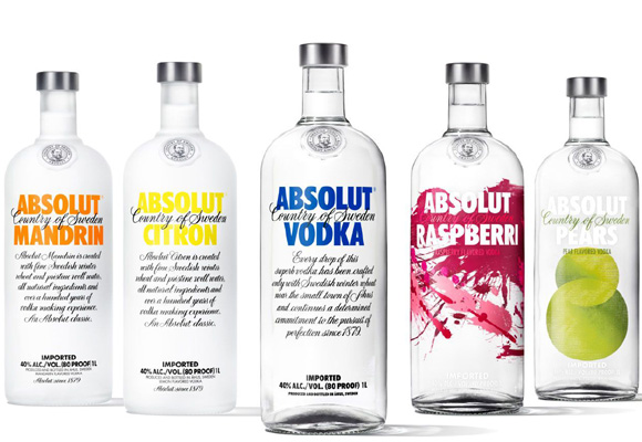 Diferentes variedades de Absolut Vodka. Compra aquí