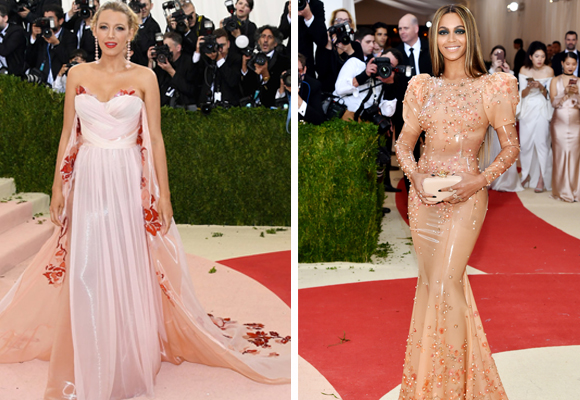 Dos estilos muy distintos: la dulzura de Blake Lively y el vestido de látex de Beyoncé