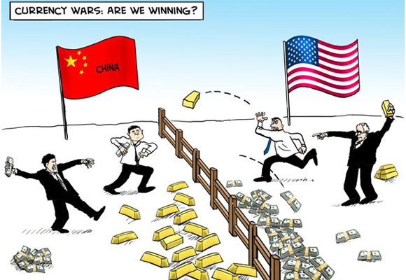 Viñeta que explica la guerra entre EEUU y China