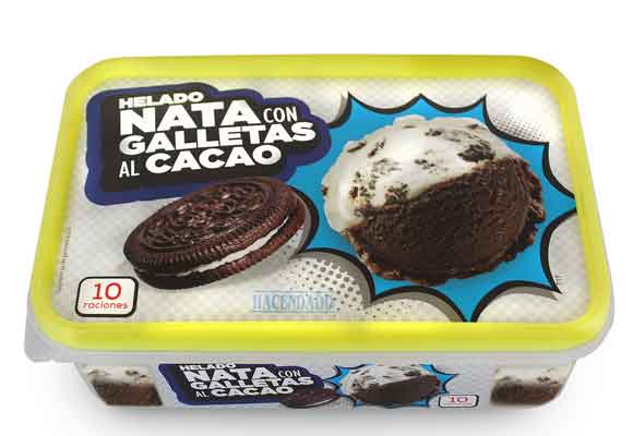 Helado de Nata con Galletas al Cacao, con presentación y sabor únicos