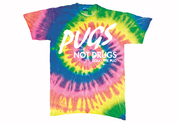 Doug the pug. Camiseta Pugs not drugs. Compra aquí