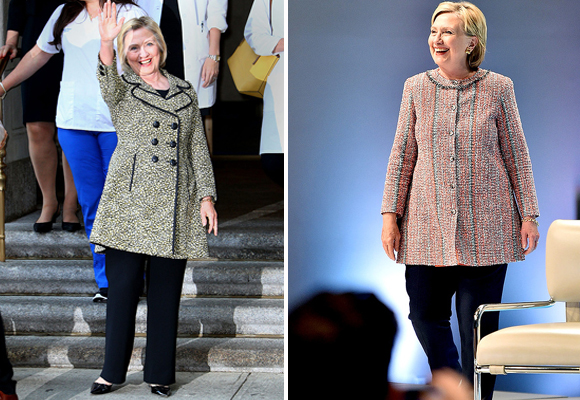 Los abrigos tres cuartos y los pantalones, claves en el estilo Clinton